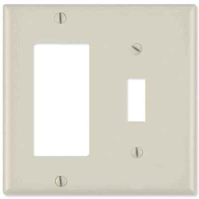 Leviton Combination Wallplate (1 Decora & 1 Toggle), Light Almond